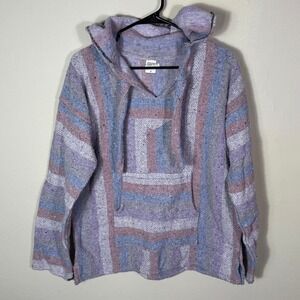 Baja Hoodie Drug Rug Unisex Pullover Lavender Stripe Size M